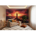 Lighthouse in Crimson Fire - AI Art Wall Mural for Contemporary Interiors
