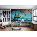 Sails on a Turquoise Sea Mural - AI Art Wall Mural for Contemporary Interiors