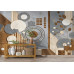 Ochre and Indigo Cosmos - Warm & Cool - AI Art Wall Mural for Contemporary Interiors
