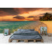 Golden Hour Secluded Beach - AI Art Wall Mural for Contemporary Interiors