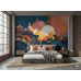 Textured Sunset Citadel - AI Art Wall Mural for Contemporary Interiors