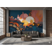Textured Sunset Citadel - AI Art Wall Mural for Contemporary Interiors