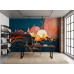Textured Sunset Citadel - AI Art Wall Mural for Contemporary Interiors