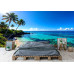 Palm Shadow Rocky Bay - AI Art Wall Mural for Contemporary Interiors