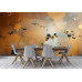 Golden Pollination Nature Scene - Botanical AI Wall Mural