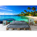 Lush Tropical Beach Lagoon - AI Art Wall Mural for Contemporary Interiors