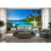 Lush Tropical Beach Lagoon - AI Art Wall Mural for Contemporary Interiors