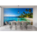 Lush Tropical Beach Lagoon - AI Art Wall Mural for Contemporary Interiors