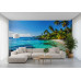 Lush Tropical Beach Lagoon - AI Art Wall Mural for Contemporary Interiors