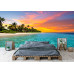Vibrant Sunset Palm Beach - AI Art Wall Mural for Contemporary Interiors