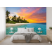 Vibrant Sunset Palm Beach - AI Art Wall Mural for Contemporary Interiors