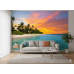 Vibrant Sunset Palm Beach - AI Art Wall Mural for Contemporary Interiors