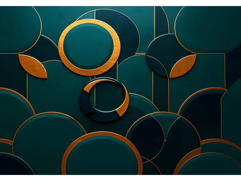 Interlocking Emerald Rings Jewel Tones - Luxury AI Wall Mural