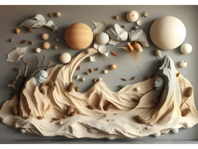 The Guardians of Dune Desert Scene - Mystical - AI Art Wall Mural for Contemporary Interiors