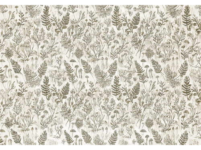 Sepia Woodland Scroll - AI Art Wall Mural for Contemporary Interiors