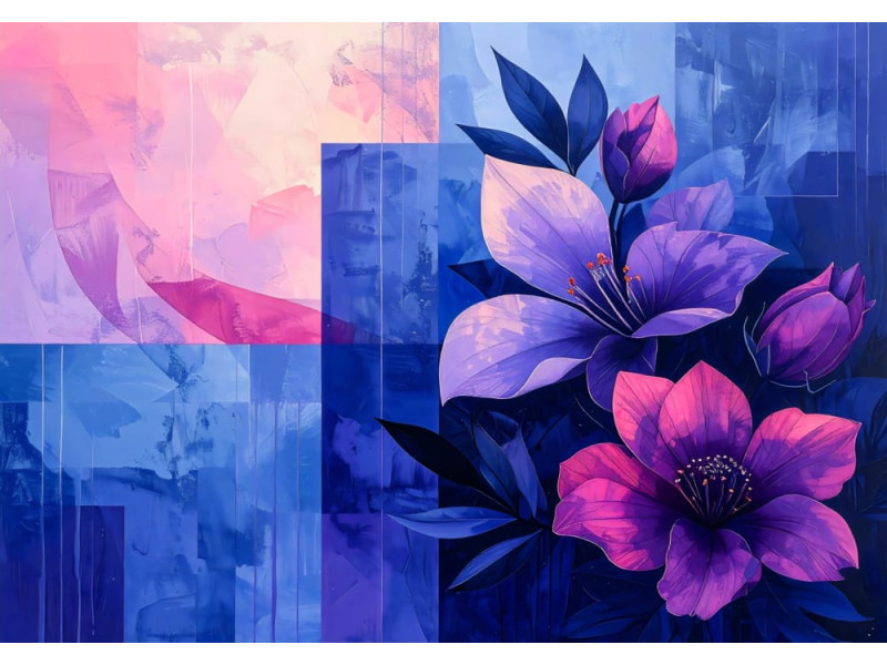 Twilight Bloom - AI Art Wall Mural for Contemporary Interiors