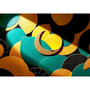 Sunlit Golden Crescent Moon Design - Warm AI Wall Mural