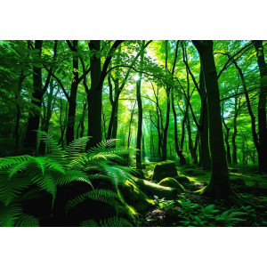 Sunlit Forest Dreams - AI Art Wall Mural for Contemporary Interiors