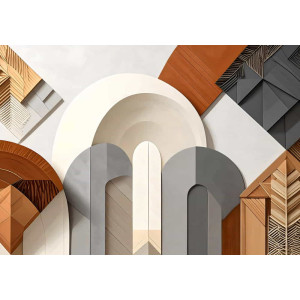 Terracotta Tectonics - AI Art Wall Mural for Contemporary Interiors | Wall4Soul