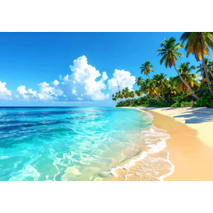 Idyllic Beach Day - AI Art Wall Mural for Contemporary Interiors