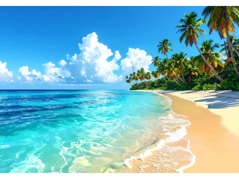 Idyllic Beach Day - AI Art Wall Mural for Contemporary Interiors