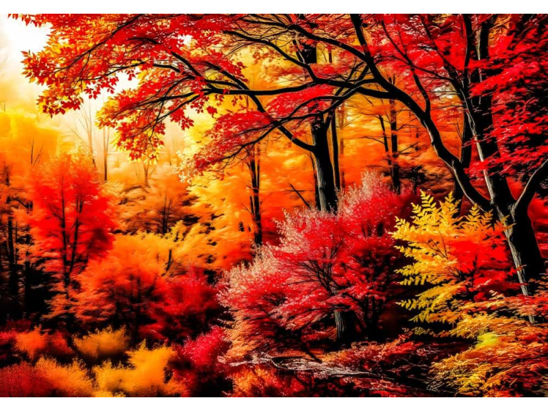 Inferno Forest Canopy - AI Art Wall Mural for Contemporary Interiors Inferno Forest Canopy - AI Art Wall Mural for Contemporary Interiors