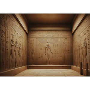 Ancient Egyptian Tomb Chamber - AI Art Wall Mural for Contemporary Interiors