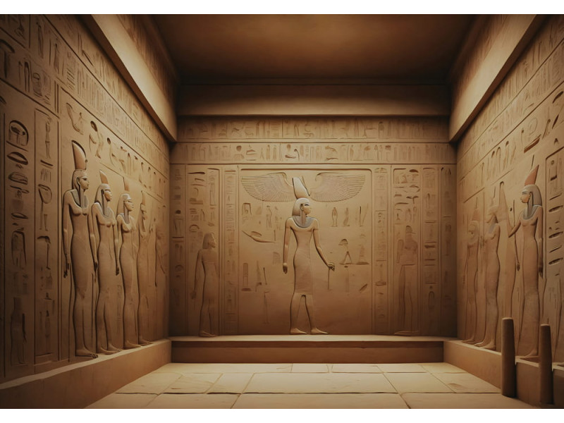 Ancient Egyptian Tomb Chamber - AI Art Wall Mural for Contemporary Interiors