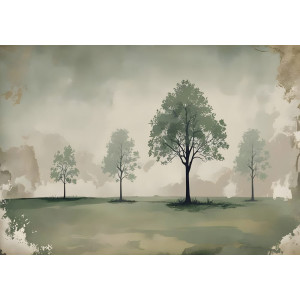Vintage Landscape with Trees - AI Art Wall Mural for Contemporary Interiors