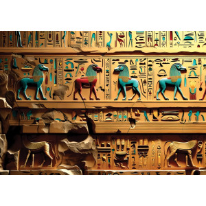 Stylized Egyptian Figures - AI Art Wall Mural for Contemporary Interiors