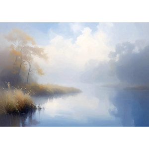 Misty Morning - AI Art Wall Mural for Contemporary Interiors
