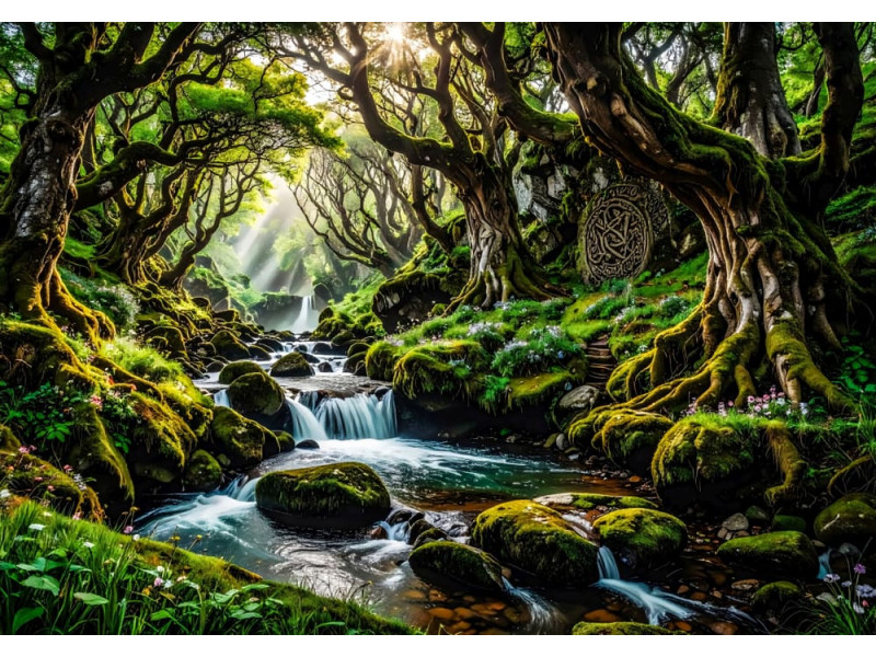 Ancient Grove's Secret Mural - AI Art Wall Mural for Contemporary Interiors Ancient Grove's Secret Mural - AI Art Wall Mural for Contemporary Interiors