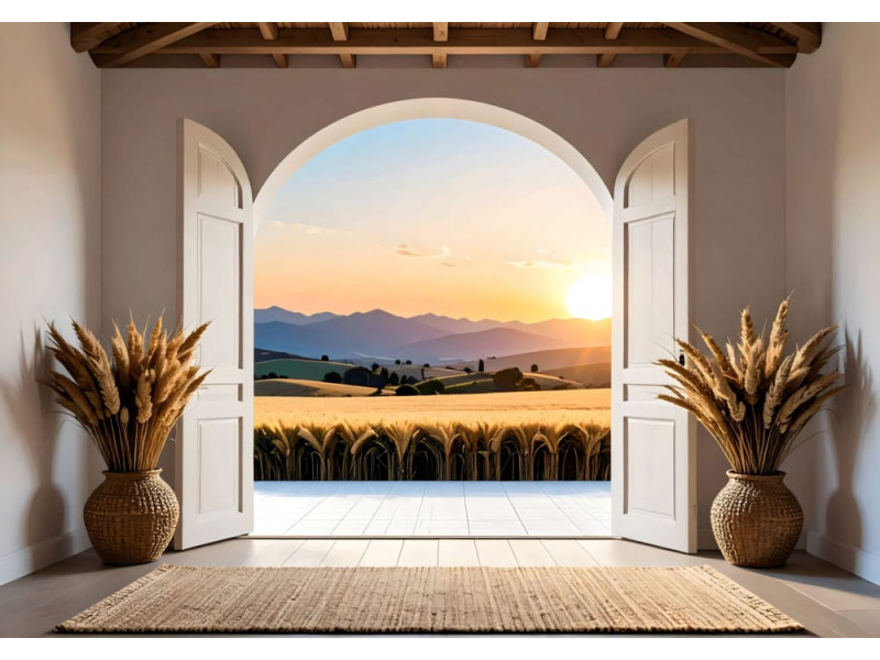 Golden Gateway - AI Art Wall Mural for Contemporary Interiors