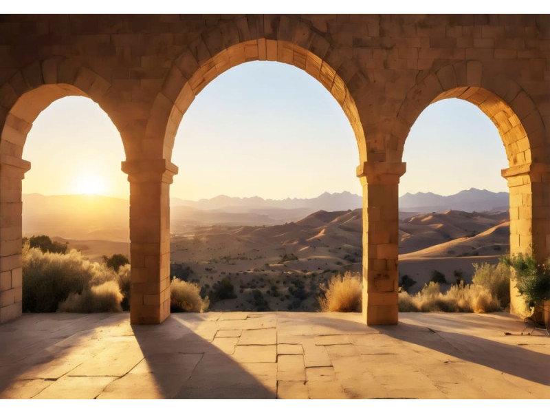 Golden Vista - AI Art Wall Mural for Contemporary Interiors