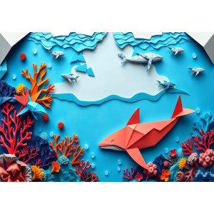 Ocean's Fold - AI Art Wall Mural for Contemporary Interiors | Wall4Soul