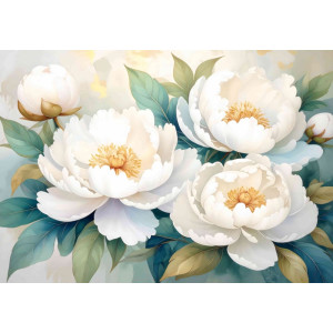 Peony Serenity - AI Art Wall Mural for Contemporary Interiors