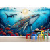 Whale of Wonders - AI Art Wall Mural for Contemporary Interiors Whale of Wonders - AI Art Wall Mural for Contemporary Interiors