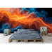 Breathe of Fire and Frost Mural - AI Art Wall Mural for Contemporary Interiors
