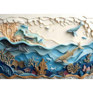 Layered Seas - AI Art Wall Mural for Contemporary Interiors | Wall4Soul
