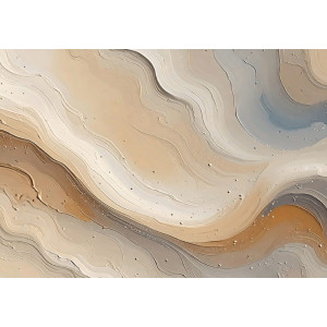 Beige, Brown & Blue Fluid Swirls - Earthy AI Wall Mural