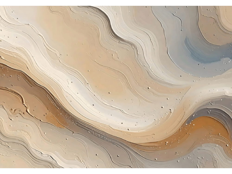 Beige, Brown & Blue Fluid Swirls - Earthy AI Wall Mural