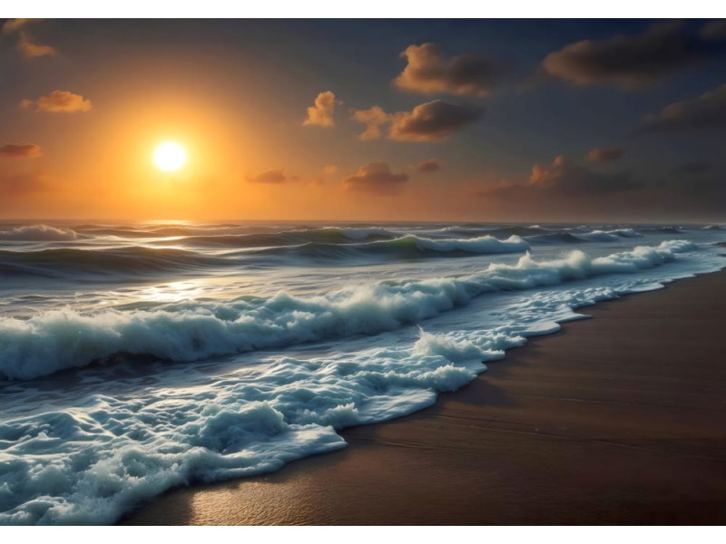 Crashing Waves - AI Art Wall Mural for Contemporary Interiors Crashing Waves - AI Art Wall Mural for Contemporary Interiors