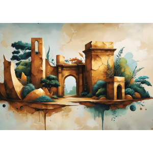 Ancient Ruins Fantasy - AI Art Wall Mural for Contemporary Interiors