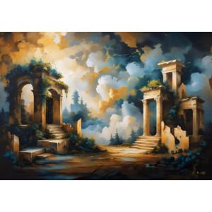 Ancient Temple - AI Art Wall Mural for Contemporary Interiors
