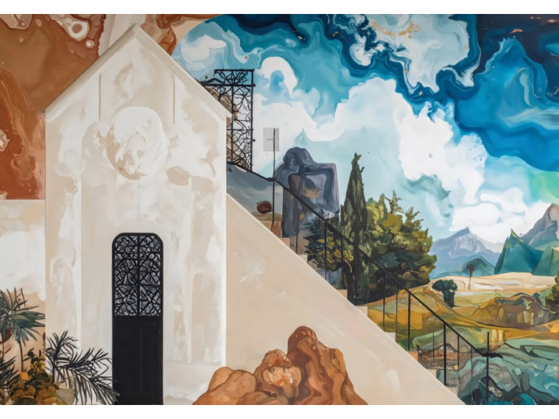 Greek Town - AI Art Wall Mural for Contemporary Interiors Greek Town - AI Art Wall Mural for Contemporary Interiors