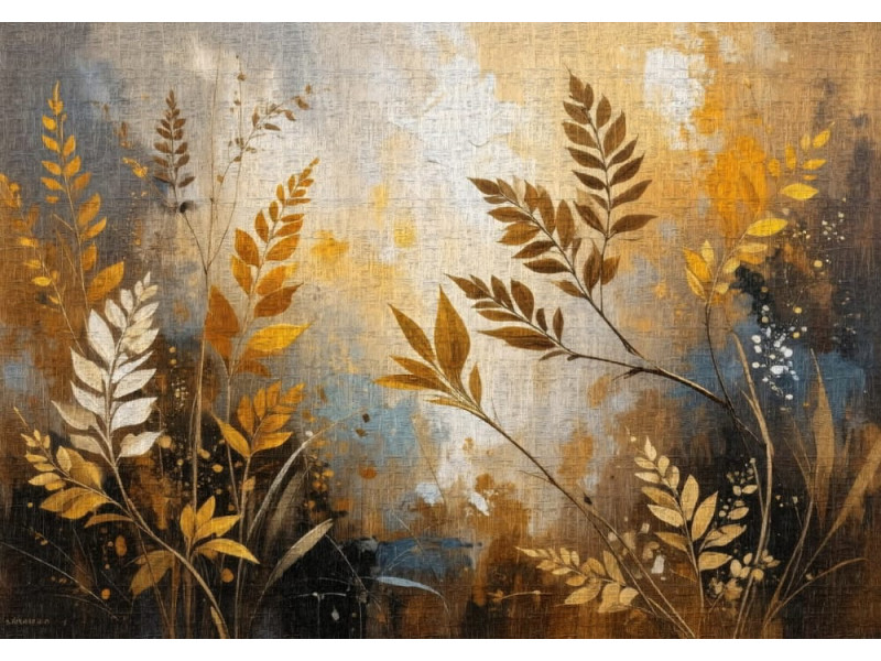 Golden Fields Abstract - AI Art Wall Mural for Contemporary Interiors
