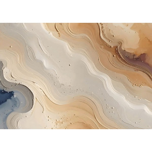 Marbled Cream & Beige Wave - Textured AI Wall Mural