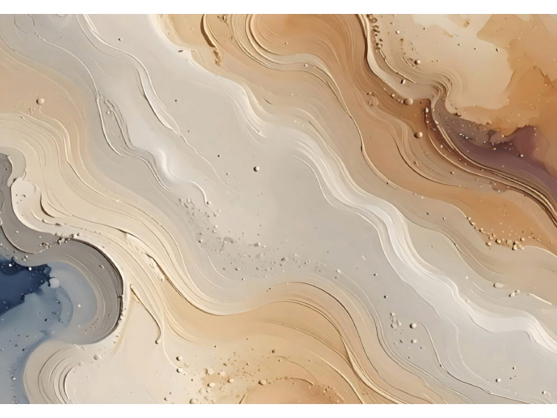 Marbled Cream & Beige Wave - Textured AI Wall Mural