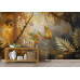 Enchanted Golden Jungle - AI Art Wall Mural for Contemporary Interiors