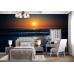 Fiery Ocean Sunset - AI Art Wall Mural for Contemporary Interiors